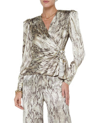 L'agence Bensen Silk-Blend Wrap Buckle Blouse