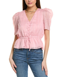1.State Peplum Silk-Blend Top