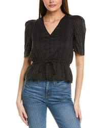 1.State Peplum Silk-Blend Top