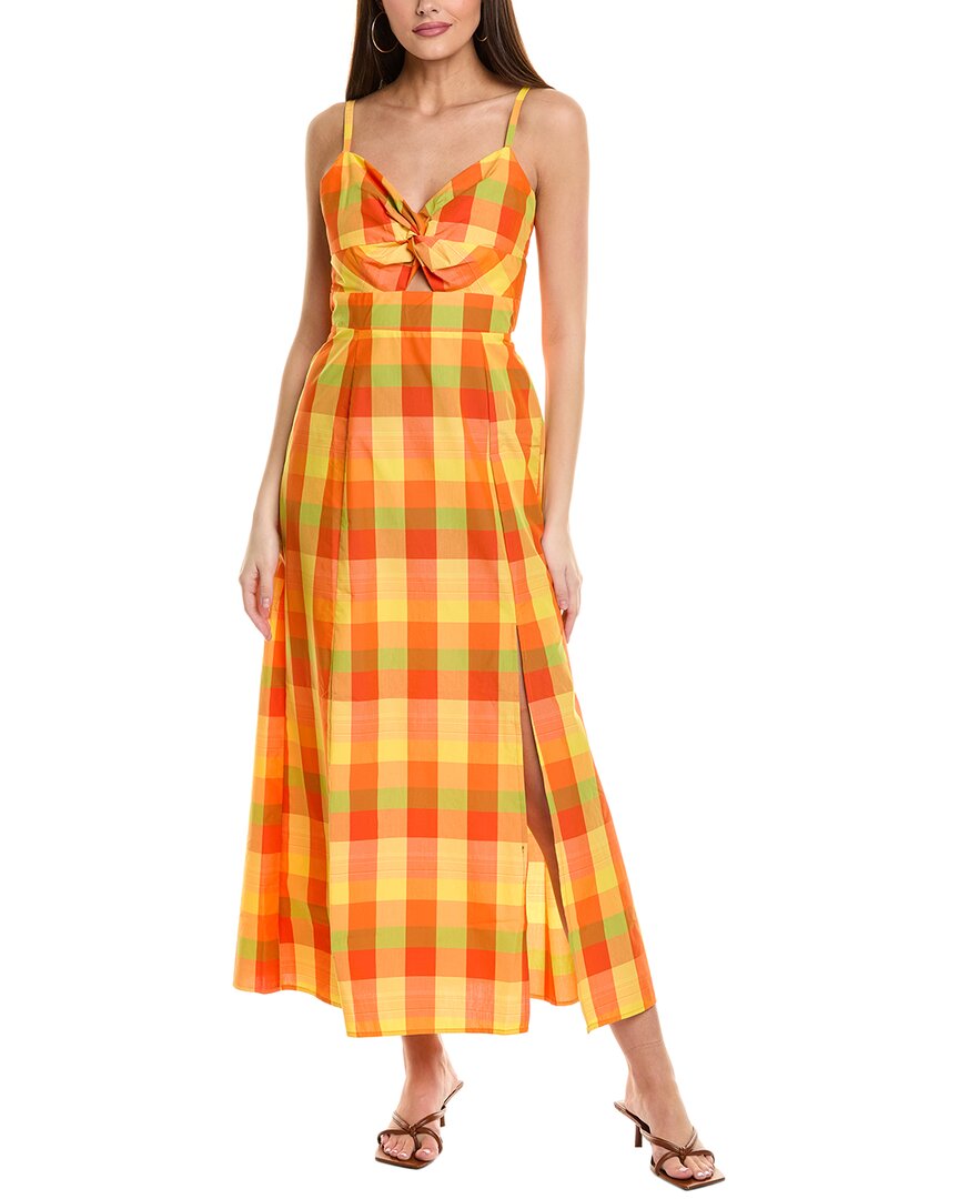 1.State Twist Neck Maxi Dress Orange