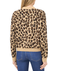 Cece Leopard Jacquard Wool-Blend Cardigan