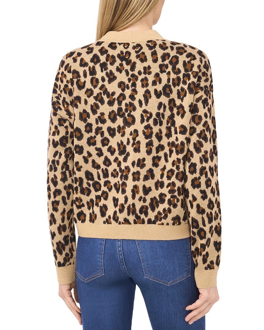 Cece Leopard Jacquard Wool-Blend Cardigan