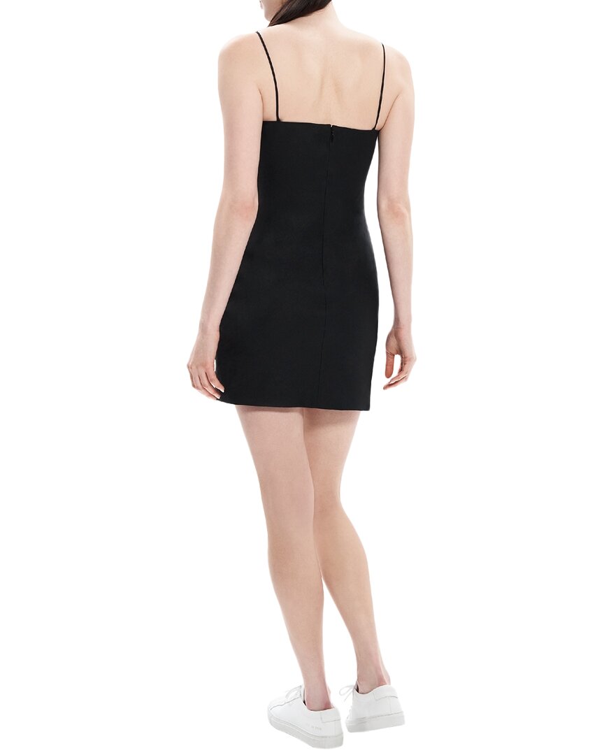 Pleated Mini Dress in Linen-Black