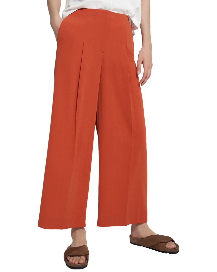 Theory Relaxed Wide Leg Pleated Pant Red