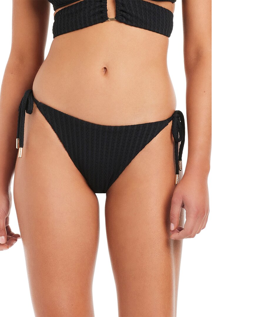Red Carter Ribbed Textured Tie Side Bottom Black