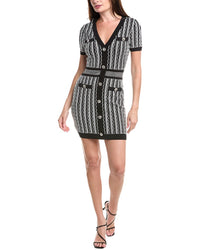 Milly Scallop Textured Mini Dress Black