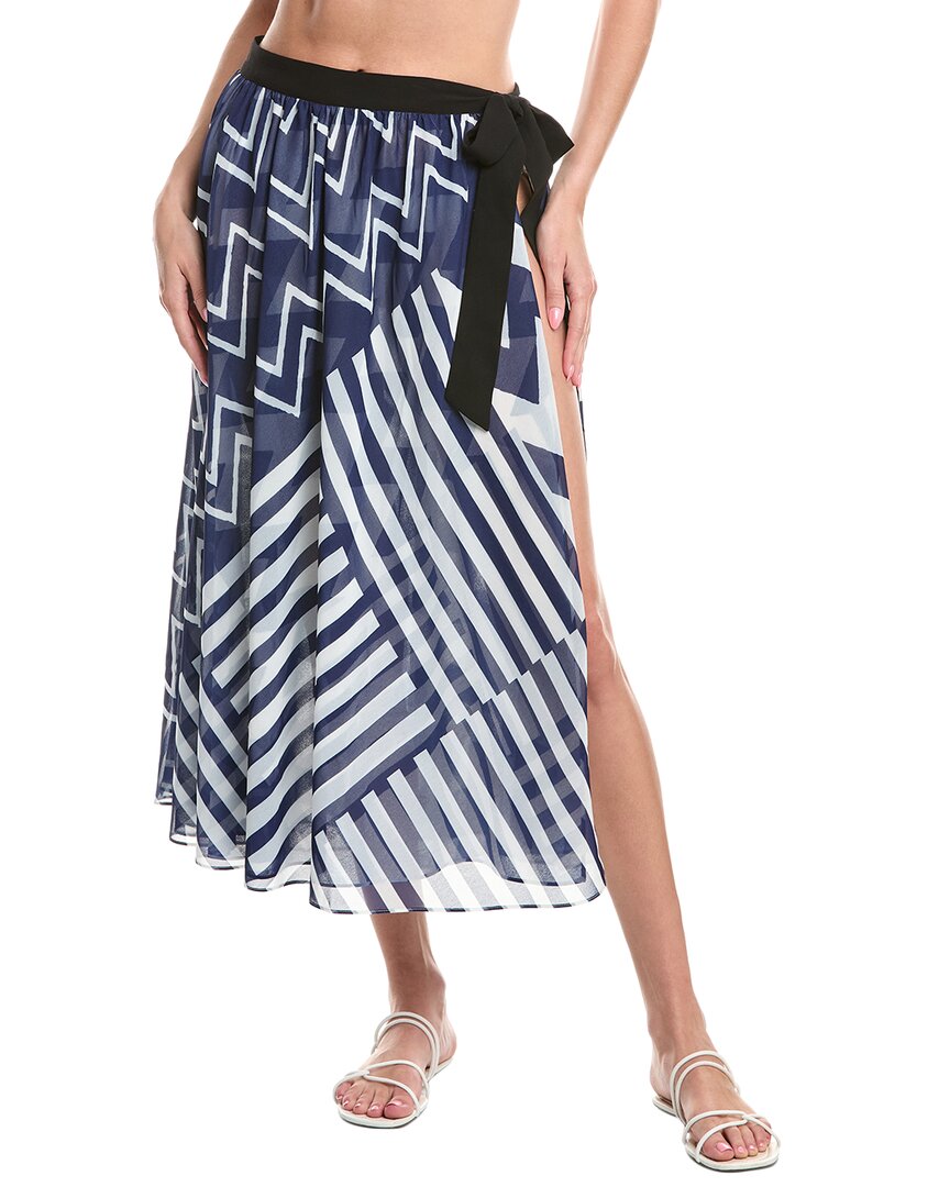 Milly Patchwork Chevron Skirt Blue