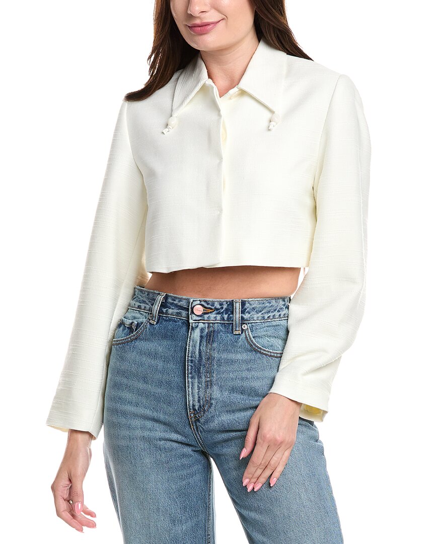 Ganni Linen-Blend Blazer White
