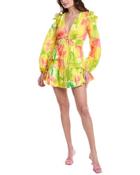 Hemant & Nandita Linen-Blend A-Line Mini Dress Yellow
