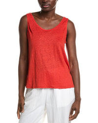 Eileen Fisher Scoop Neck Linen Tank Regular 00 (XXS) Red