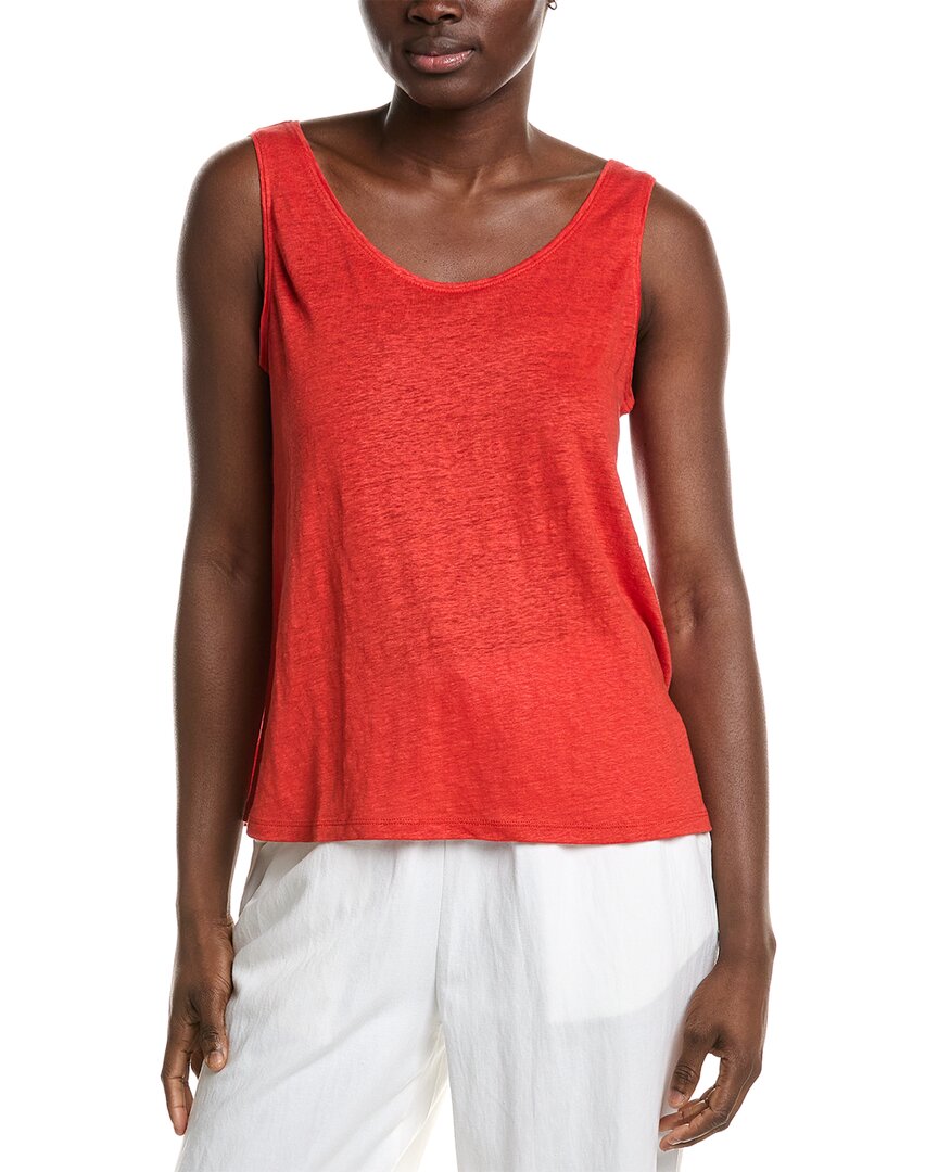 Eileen Fisher Scoop Neck Linen Tank Regular 00 (XXS) Red