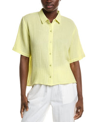 Eileen Fisher Classic Collar Shirt Plus 22W (3X) Yellow
