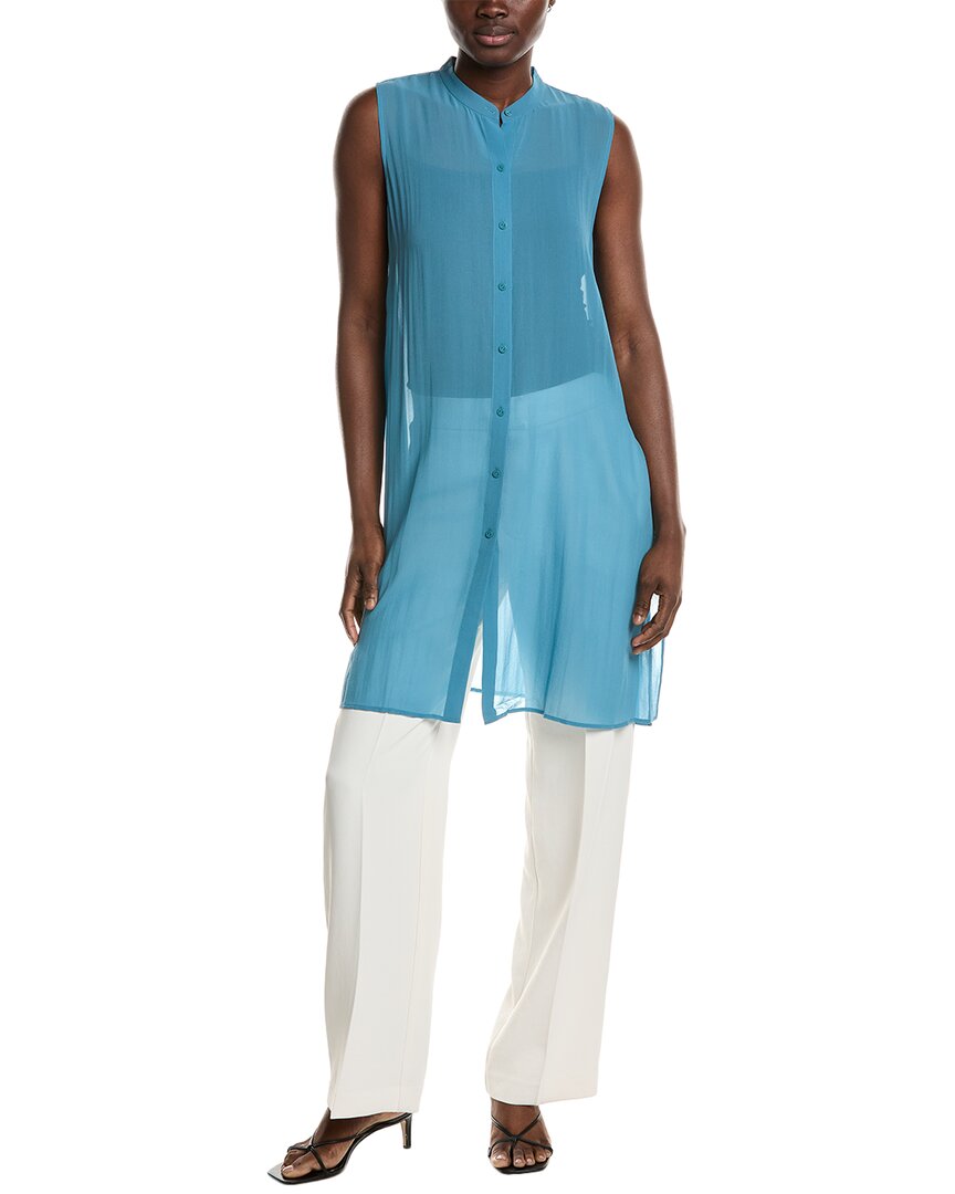 Eileen Fisher Silk Georgette Shirt Blue