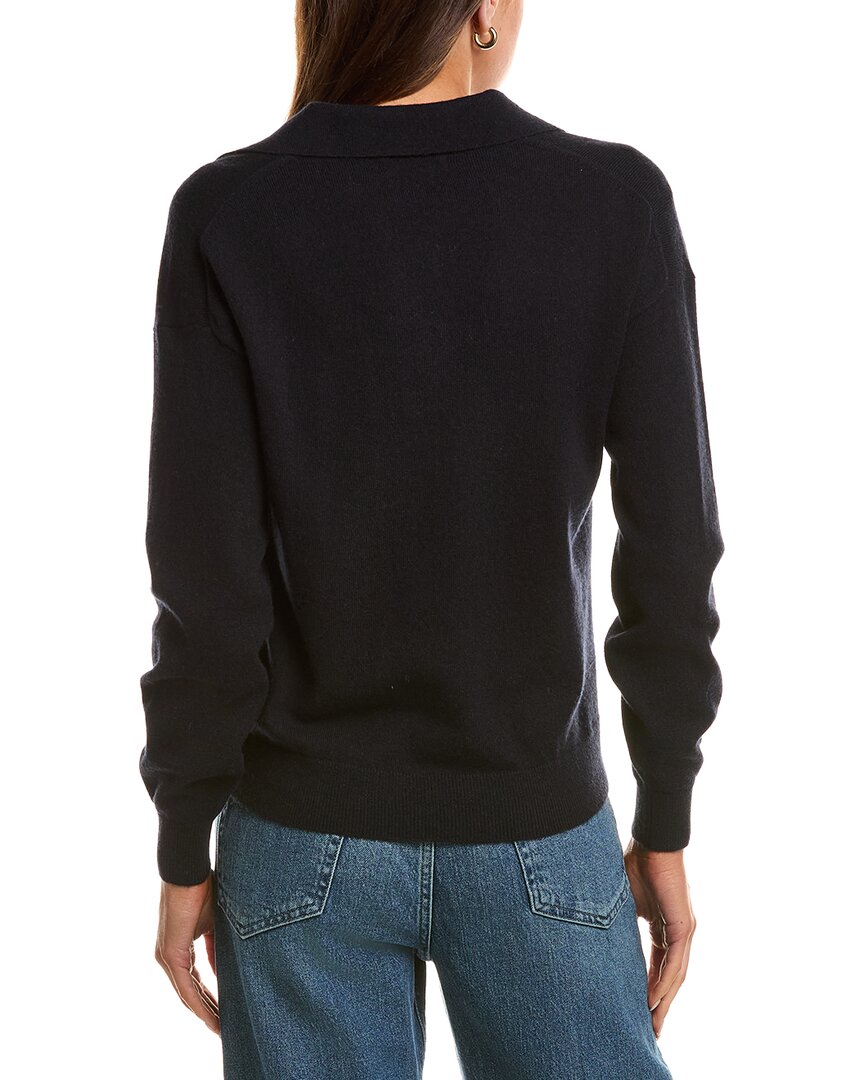 Naadam Womens Wool & Cashmere-Blend Polo Sweater, M, Black