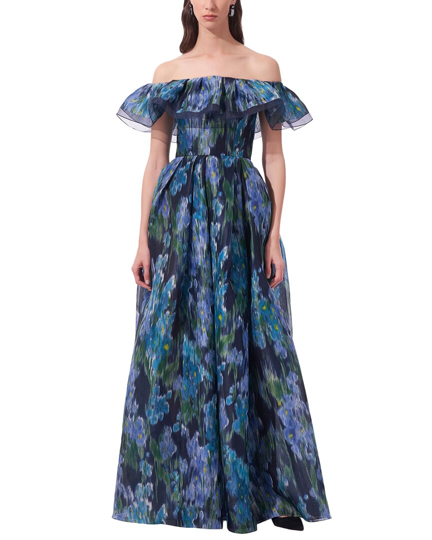 Carolina Herrera Off-The-Shoulder Ruffled A-Line Gown Black
