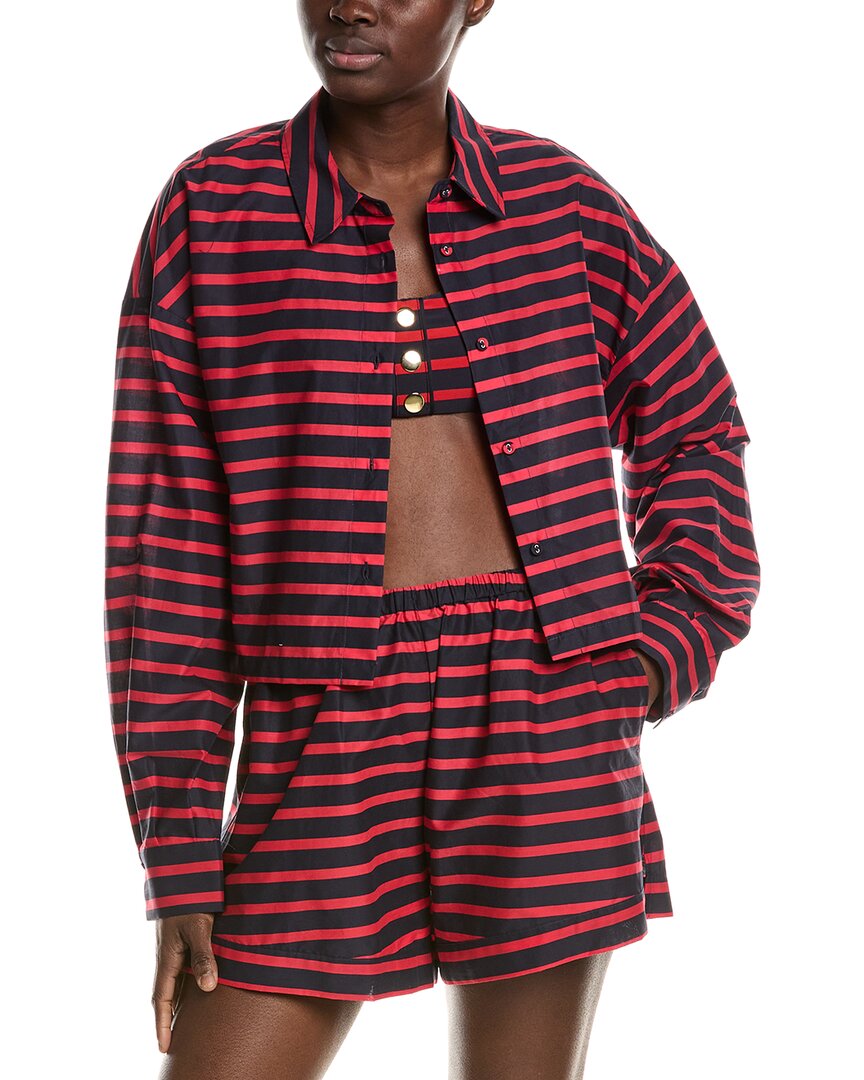 Weworewhat Womens Cropped Button-Down Shirt, L, Red