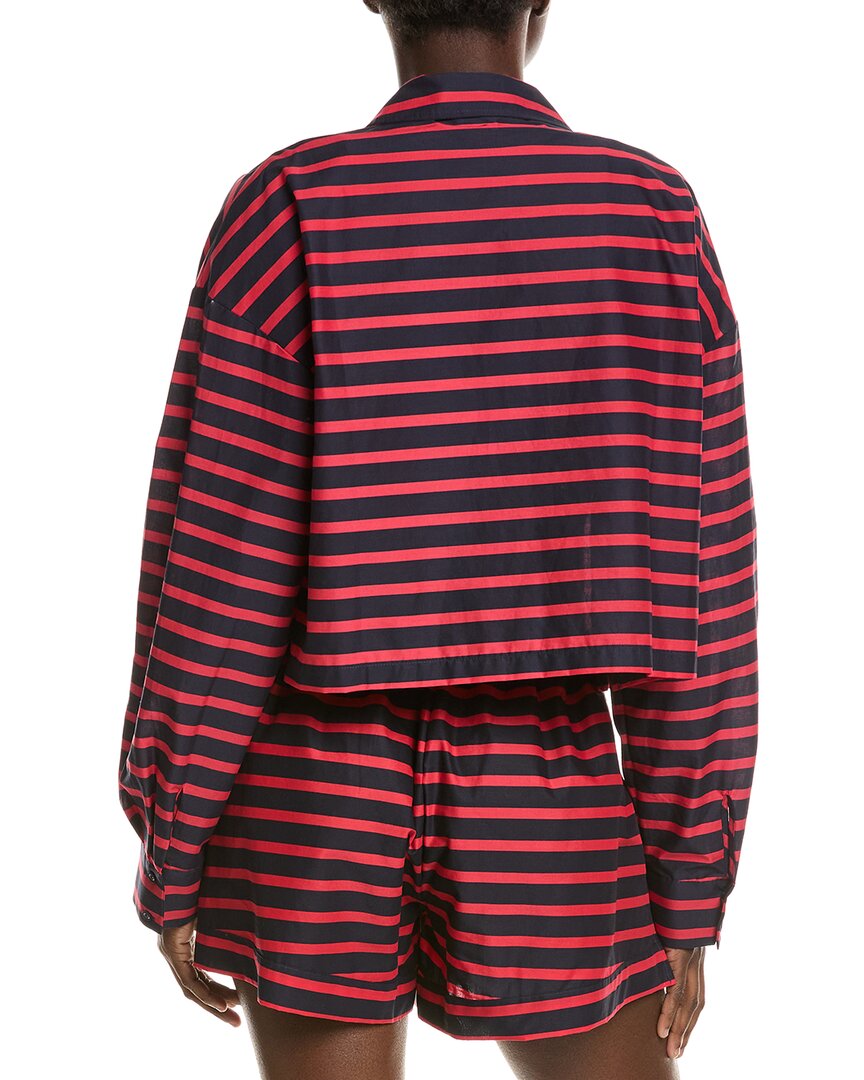 Weworewhat Womens Cropped Button-Down Shirt, L, Red