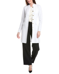 St. John Banded Collar Five-Button A-Line Long Jacket