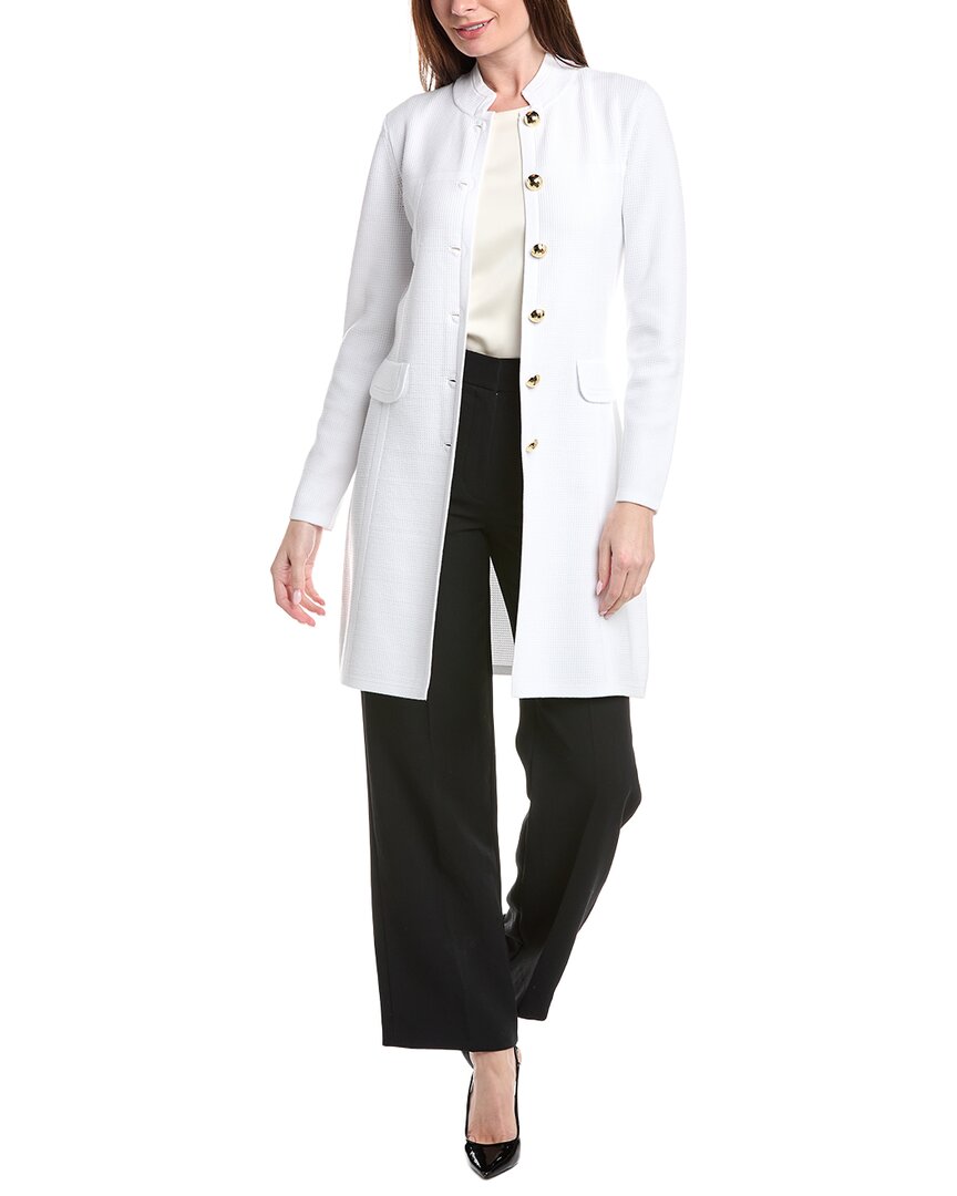 St. John Banded Collar Five-Button A-Line Long Jacket