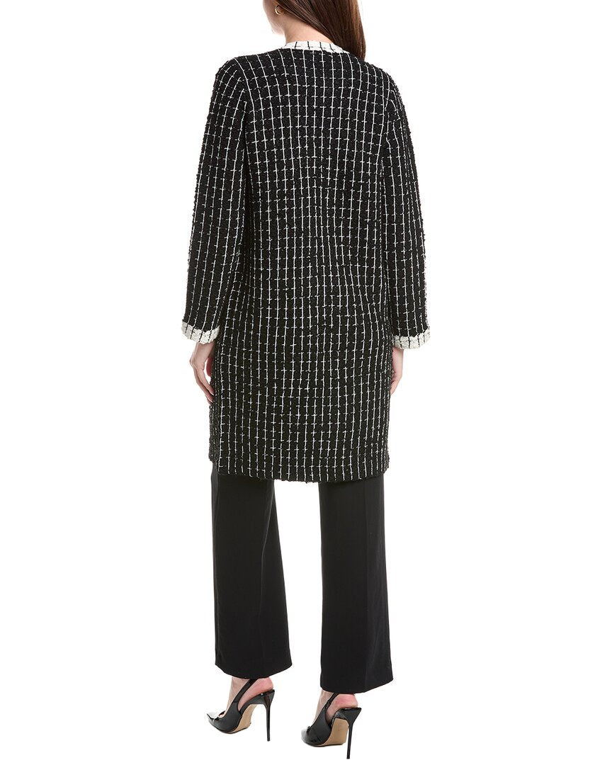 St. John Soft Boucle Windowpane Wool-Blend Kissing Jacket
