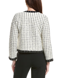 St. John Soft Boucle Windowpane Wool-Blend Kissing Jacket