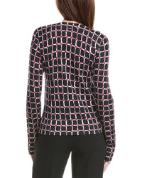 St. John Printed Wool-Blend Cardigan