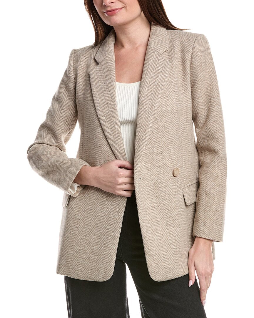 1.State Single-Breasted Herringbone Wool-Blend Blazer