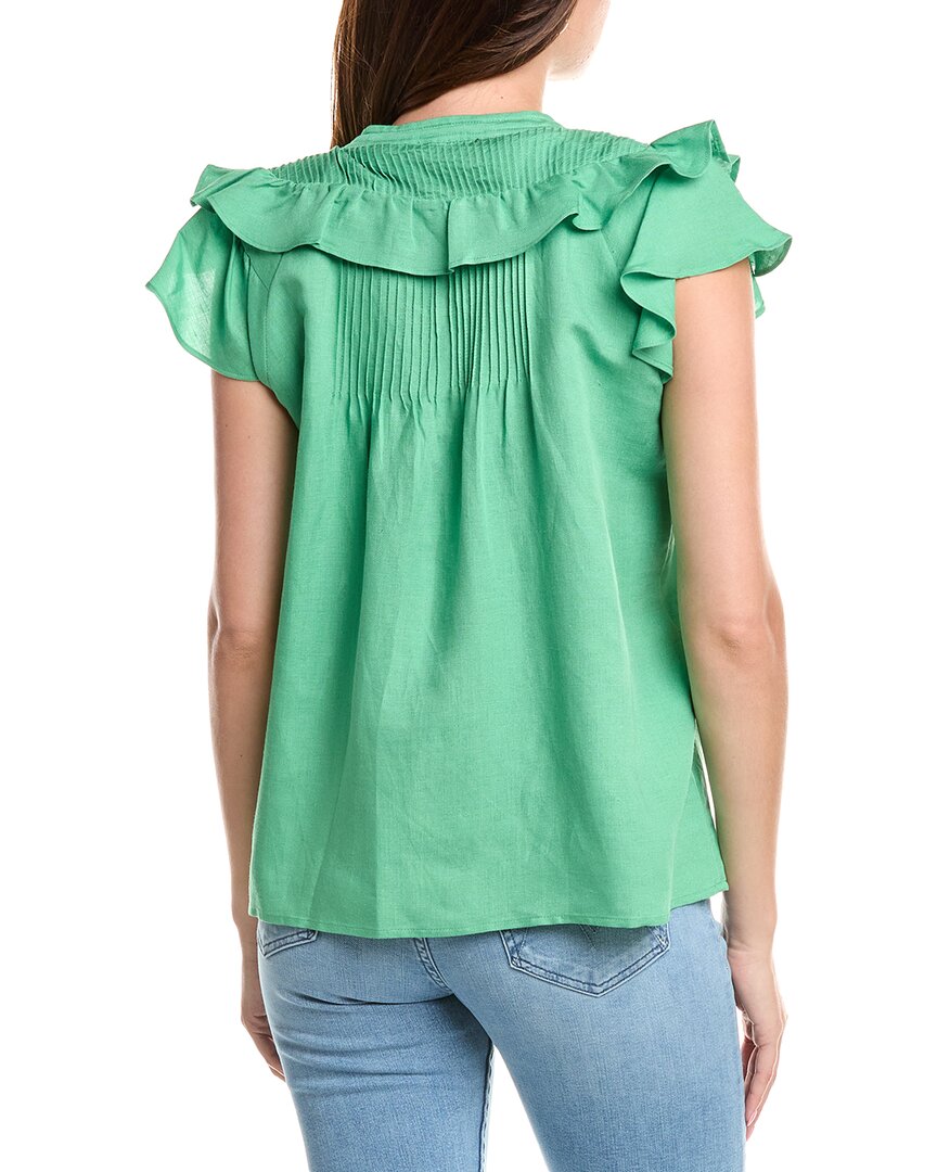 T Tahari Linen-Blend Blouse