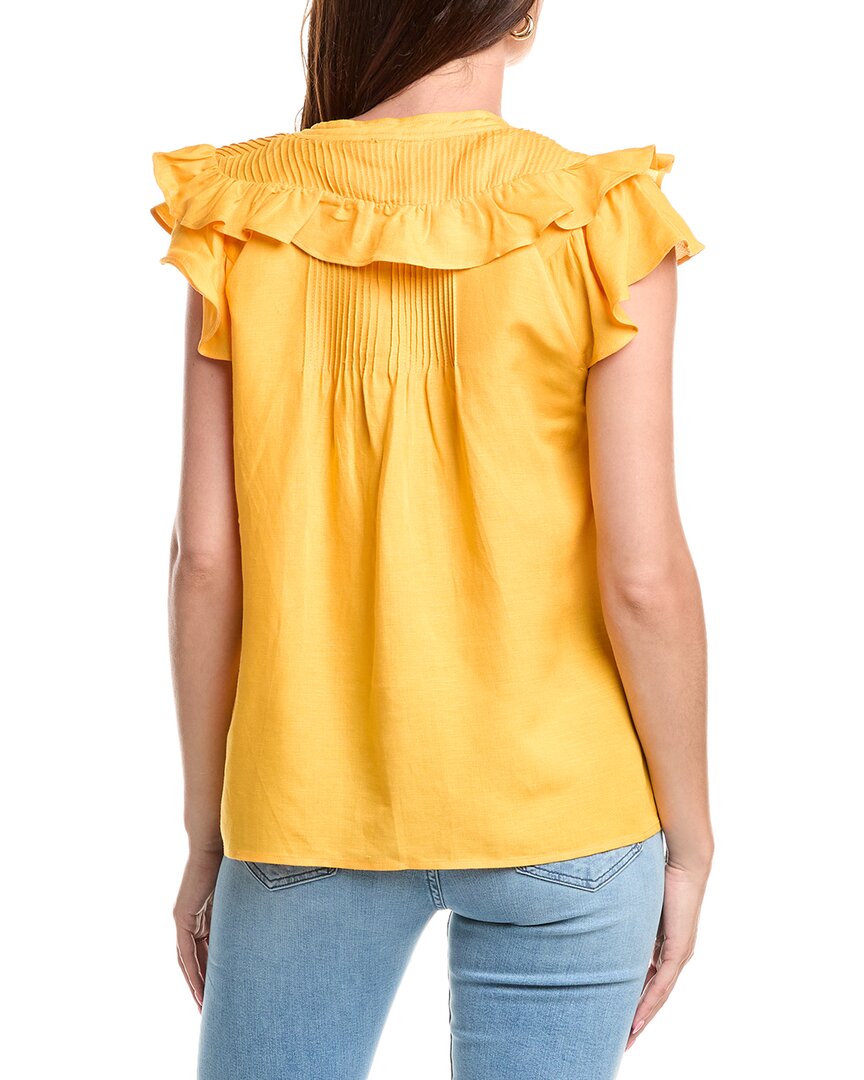 T Tahari Linen-Blend Blouse