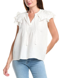 T Tahari Linen-Blend Blouse