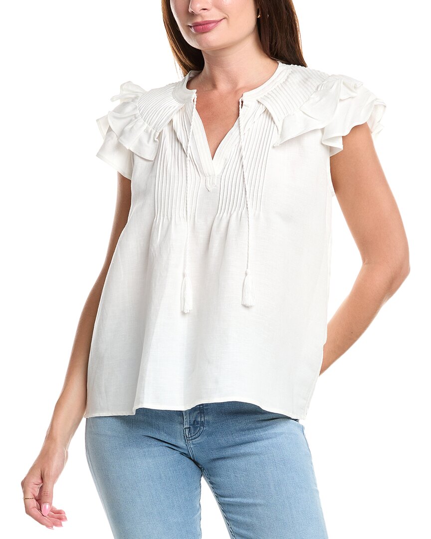 T Tahari Linen-Blend Blouse