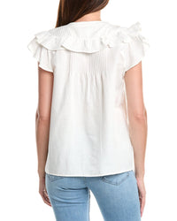 T Tahari Linen-Blend Blouse