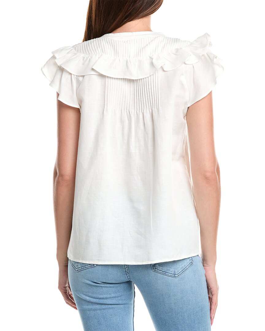 T Tahari Linen-Blend Blouse