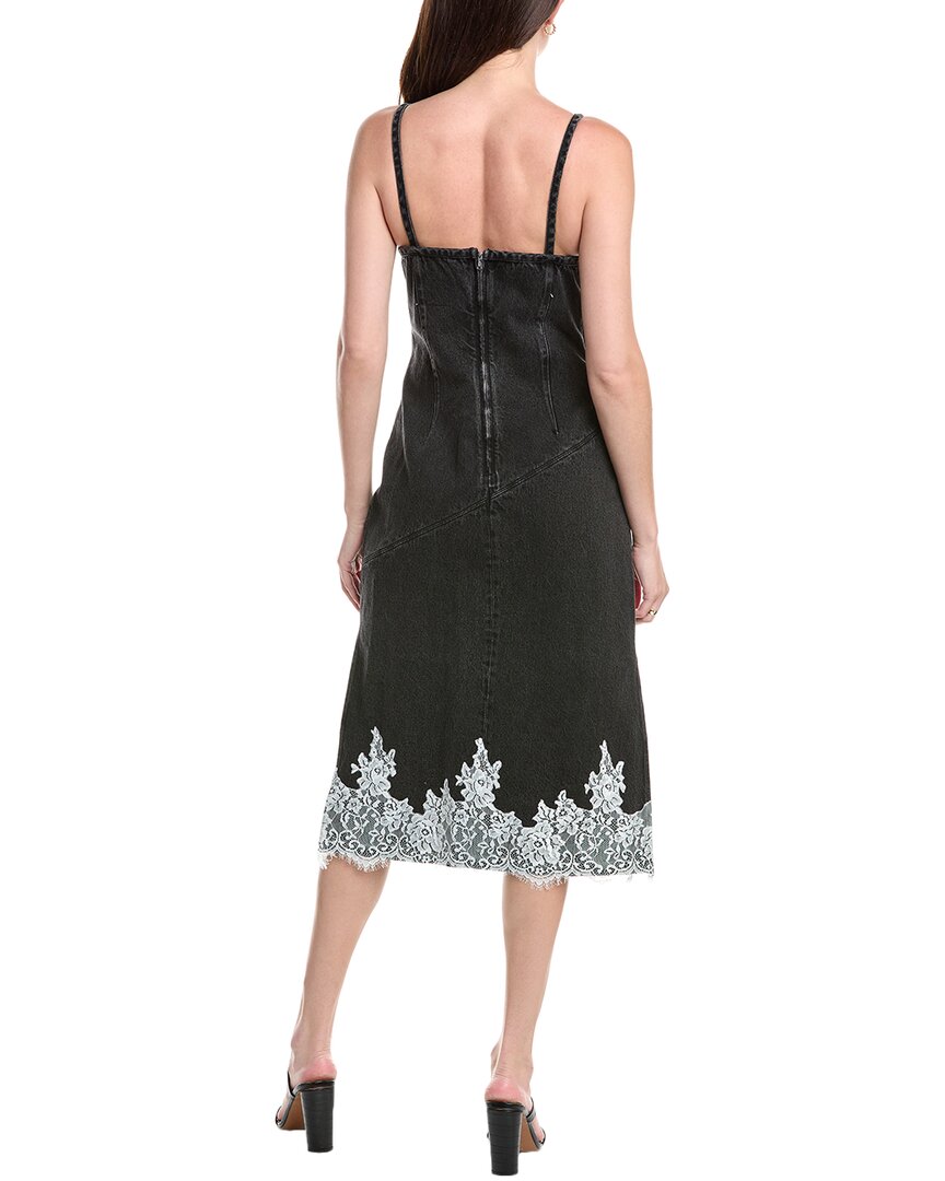 3.1 Phillip Lim | Washed Black V-Neck Denim Slip Dress with Lace