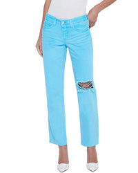 L’Agence Nevia Low-Rise Slouch Straight Aqua Distress Jean