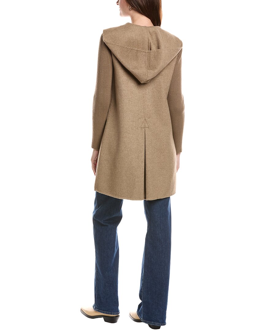 Kenneth Cole Hooded Double Face Wool With Rib Knit Sleeves