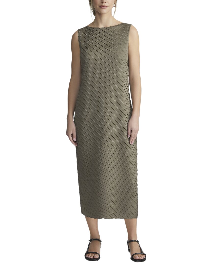 Lafayette 148 New York Diamond Plisse Midi Dress Concrete