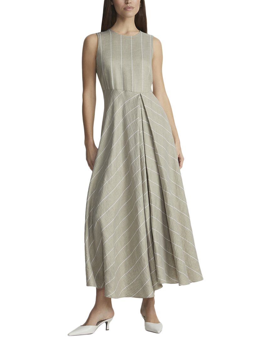 Lafayette 148 New York Lafayette 148 New York Open Fold Drape Front Linen-Blend Dress