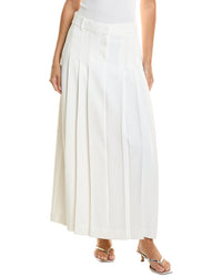 Kenneth Cole Fly Front Pleated Maxi Skirt White