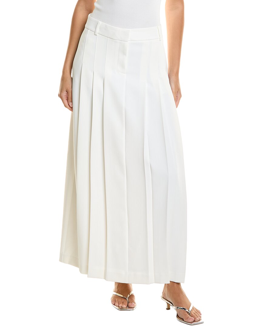 Kenneth Cole Fly Front Pleated Maxi Skirt White