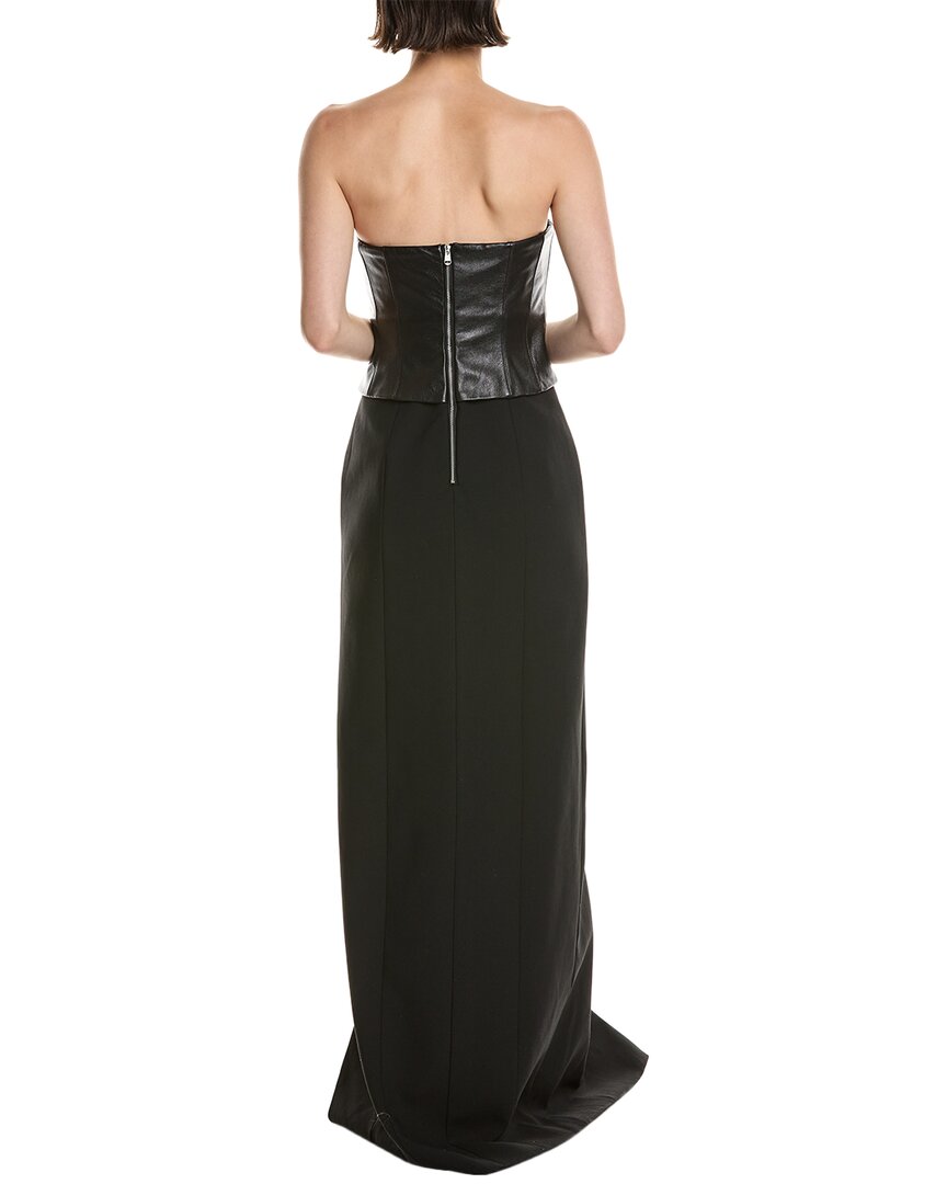 Cinq À Sept Adriana Leather-Trim Midi Dress