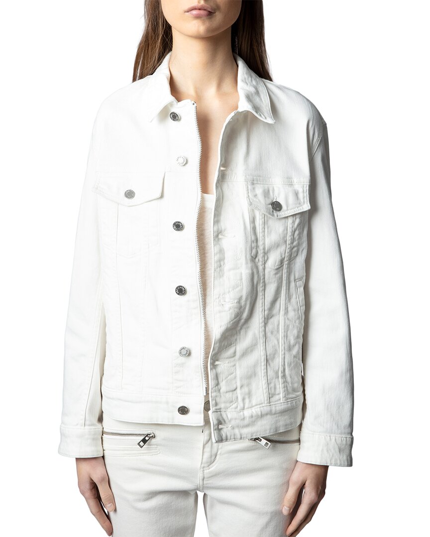 Zadig & Voltaire Kase Denim Camo Skull Slim Fit Jacket White