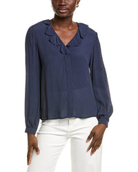 Brooks Brothers Ruffle Blouse Blue