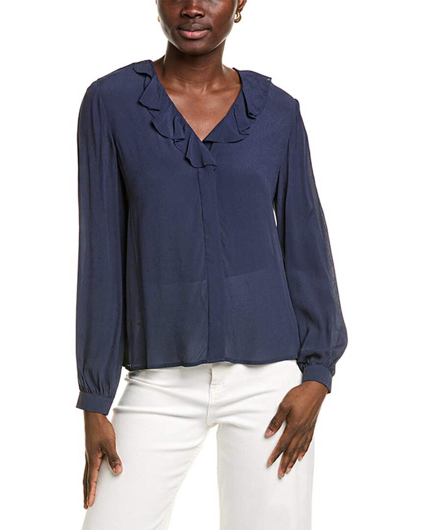 Brooks Brothers Ruffle Blouse Blue
