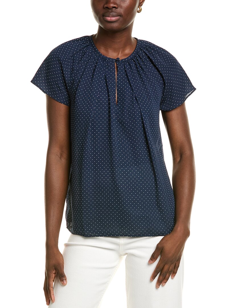 Brooks Brothers Keyhole Blouse Blue