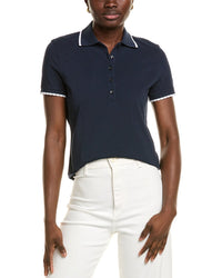 Brooks Brothers Womens Scalloped Polo Shirt, S, Blue