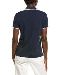 Brooks Brothers Womens Scalloped Polo Shirt, S, Blue