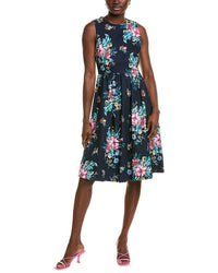 Brooks Brothers Floral Fit & Flare Dress Blue