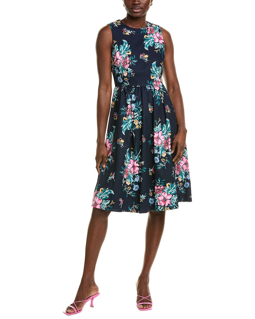 Brooks Brothers Floral Fit & Flare Dress Blue