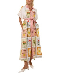 Amina Glam Linen-Blend Midi Dress